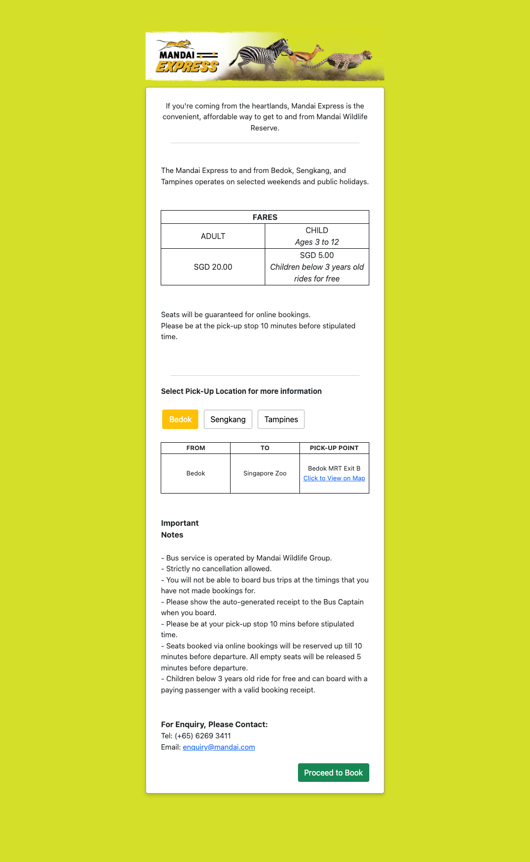 Mandai Express Interface