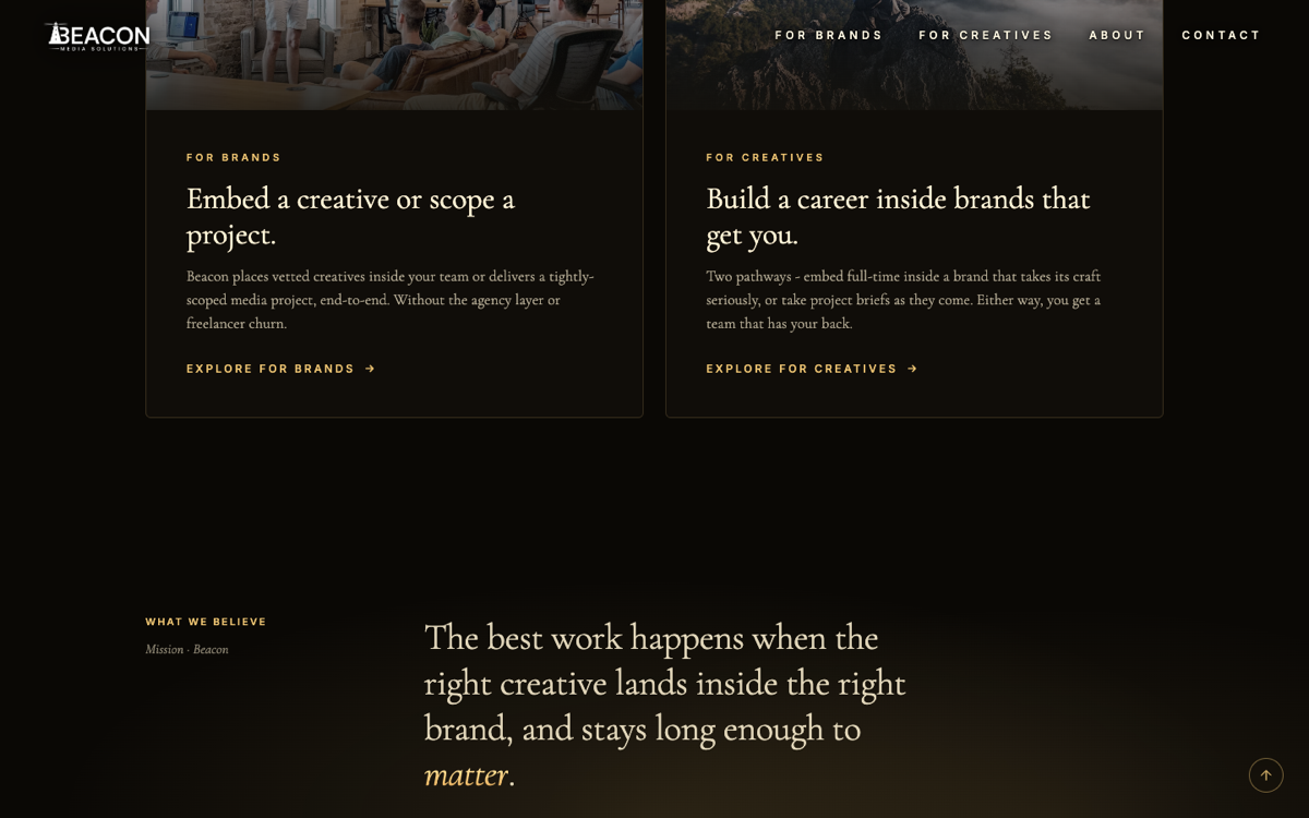 Beacon dual-pathway: for brands and for creatives